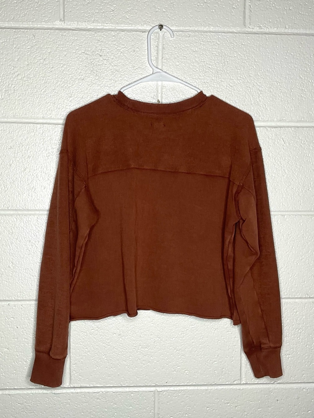 < Aerie Burnt Orange Boxy Cropped Sweatshirt Size Small > - Picture 4 of 4